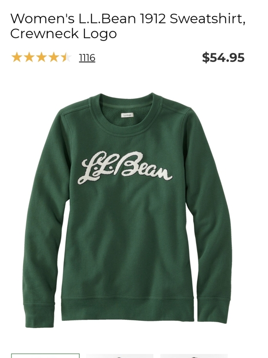 L.L. Bean Sweaters - L.L. Bean Women's Crewneck Sweatshirt in Forest Green with Cream Logo